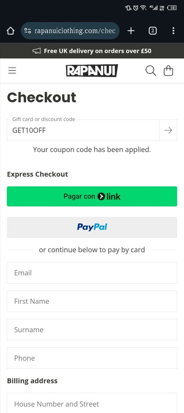 Rapanui checkout page showing Rapanui discount code box | Screenshot taken by SimplyCodes community member on Sep 4, 2025