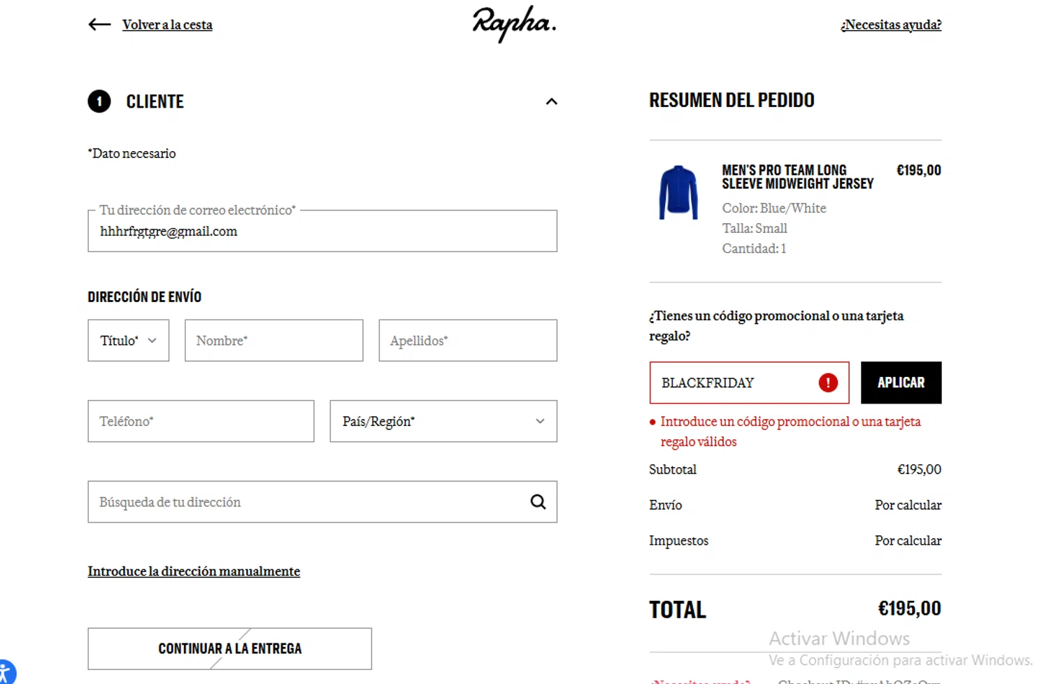 Rapha promo code screenshot showing code BLACKFRIDAY applied at Rapha checkout page. Uploaded by SimplyCodes community member Sheele_Icon on Dec 6, 2025