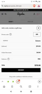 NEW40 coupon verification screenshot