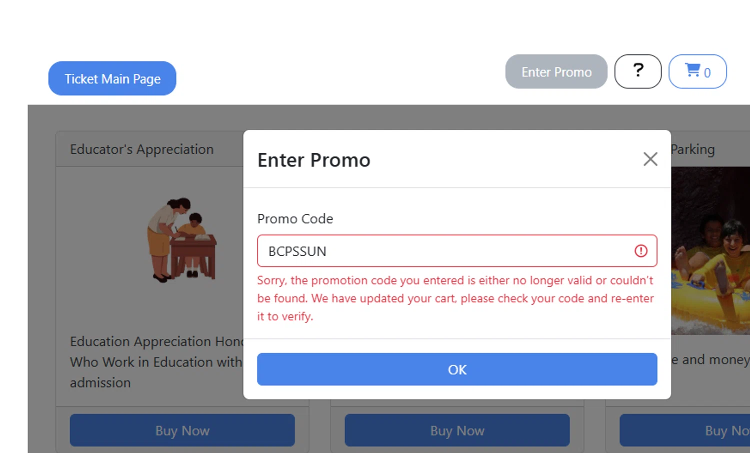 Rapids Waterpark promo code screenshot showing code BCPSSUN applied at Rapids Waterpark checkout page. Uploaded by SimplyCodes community member Fish3r on Mar 27, 2025