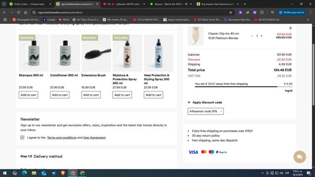 Rapunzel of Sweden checkout page showing Rapunzel of Sweden discount code box | Screenshot taken by SimplyCodes community member on May 16, 2025