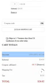 affiliate3 coupon verification screenshot