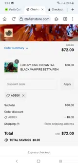 ADBEK coupon verification screenshot
