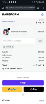 TAKE10 coupon verification screenshot
