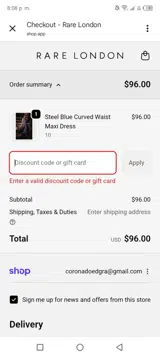 Rare London coupon verification screenshot