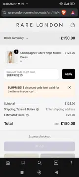 Rare London coupon verification screenshot
