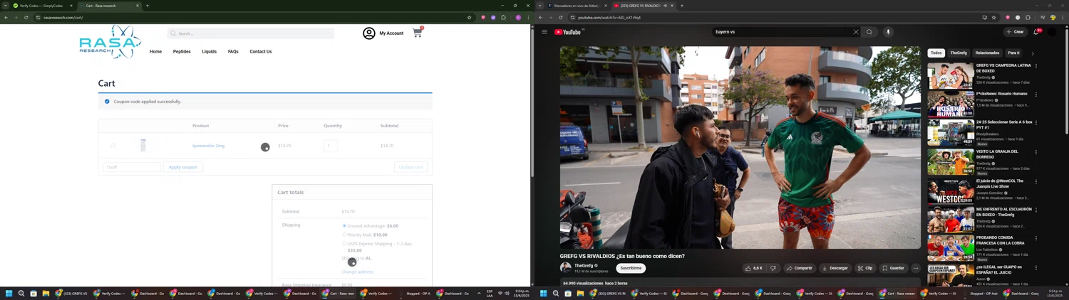 Rasa Research coupon code screenshot showing code 10off applied at Rasa Research checkout page. Uploaded by SimplyCodes community member RoyalSentinel4577 on Jun 15, 2025