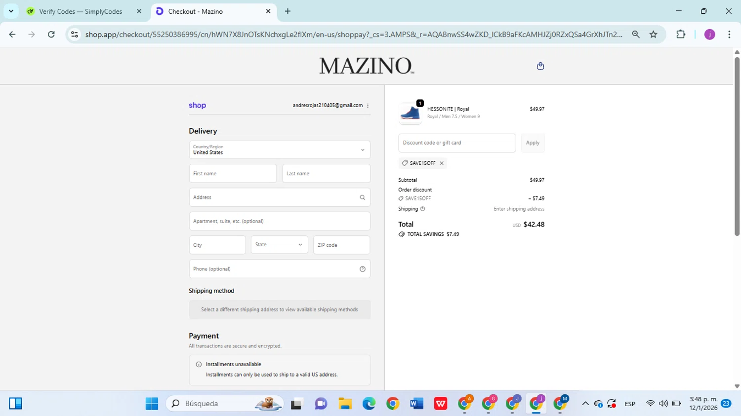 Raskol Apparel discount code screenshot showing code MESH applied at Raskol Apparel checkout page. Uploaded by SimplyCodes community member christophersierra on Jan 12, 2026