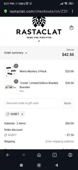 Rastah20 coupon verification screenshot