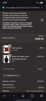 Thankyou10 coupon verification screenshot