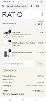 Kayla10 coupon verification screenshot