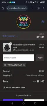 RACHELSTEIDLER coupon verification screenshot