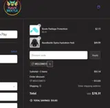 WELCOME15 coupon verification screenshot