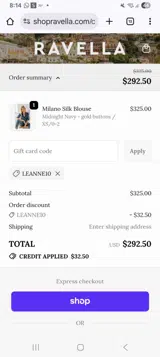 Leanne10 coupon verification screenshot