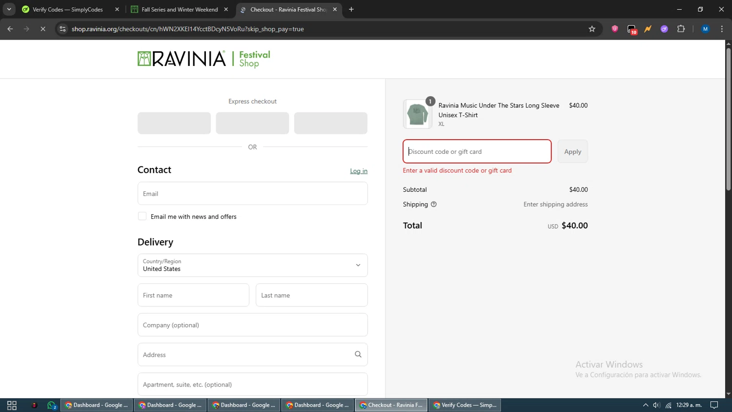 Ravinia Festival coupon code screenshot showing code MARVEL50 applied at Ravinia Festival checkout page. Uploaded by SimplyCodes community member EpicVoyager2820 on Sep 3, 2025