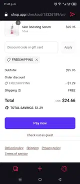 FREESHIPPING coupon verification screenshot