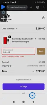 ROLL10 coupon verification screenshot