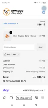welcome coupon verification screenshot