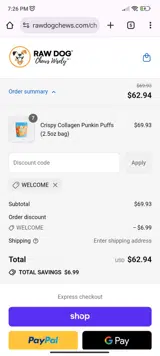 welcome coupon verification screenshot