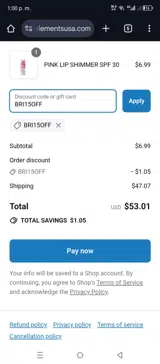 BRI15OFF coupon verification screenshot