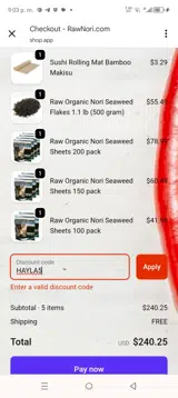 HAYLA5 coupon verification screenshot