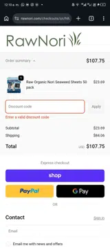 JAPFISH10 coupon verification screenshot