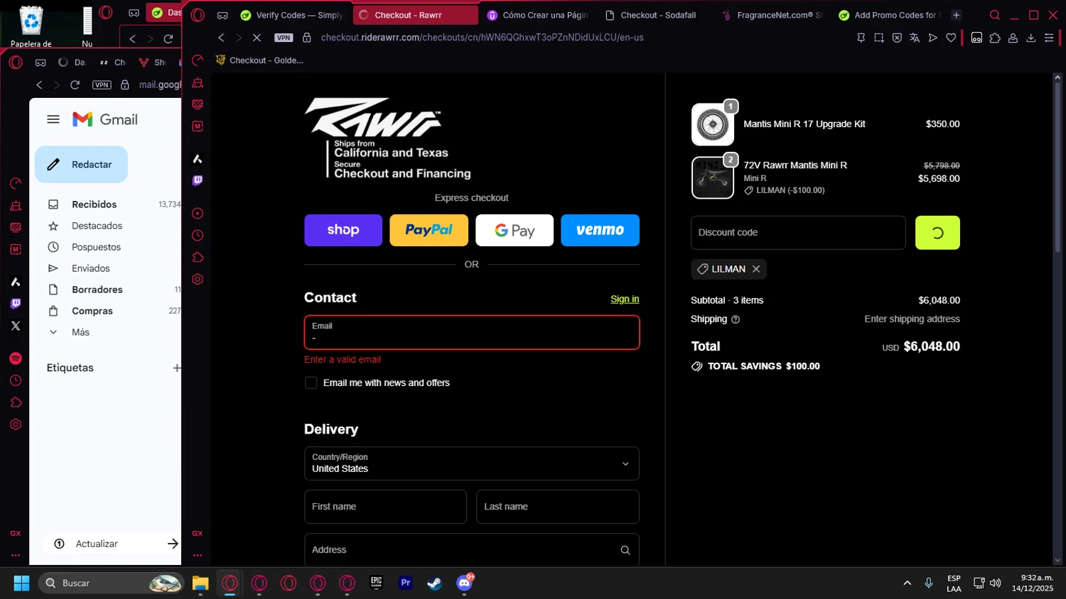Rawrr discount code screenshot showing code LILMAN applied at Rawrr checkout page. Uploaded by SimplyCodes community member Billyyou on Dec 14, 2025
