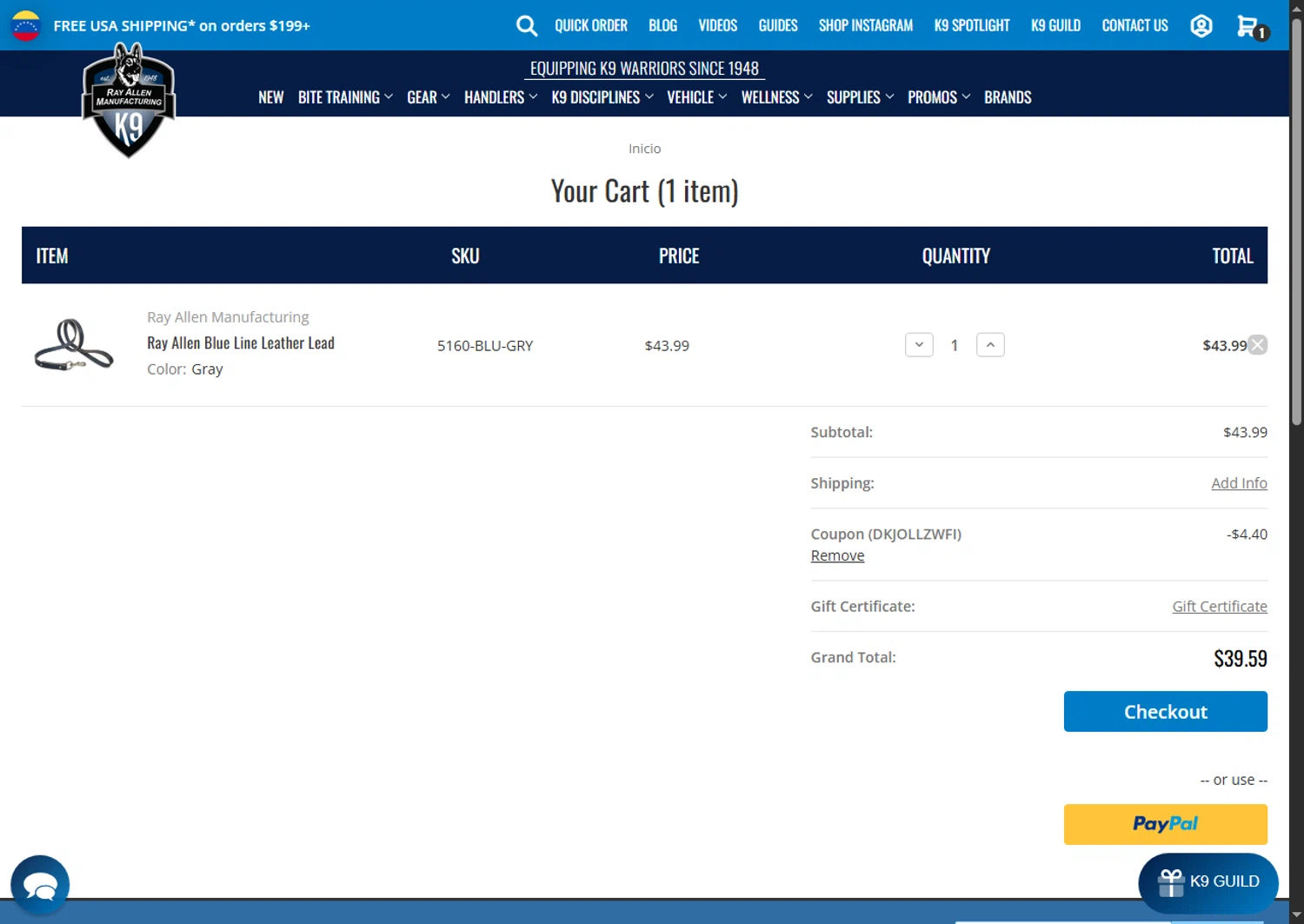 Ray Allen Manufacturing promo code screenshot showing code DKJOLLZWFI applied at Ray Allen Manufacturing checkout page. Uploaded by SimplyCodes community member Leannysv7lla on Sep 21, 2025
