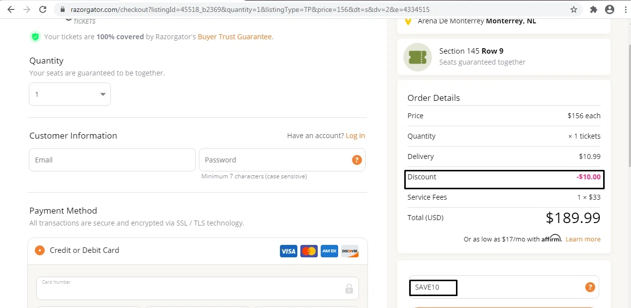 RazorGator checkout page showing RazorGator promo code box | Screenshot taken by SimplyCodes community member on Jun 30, 2020
