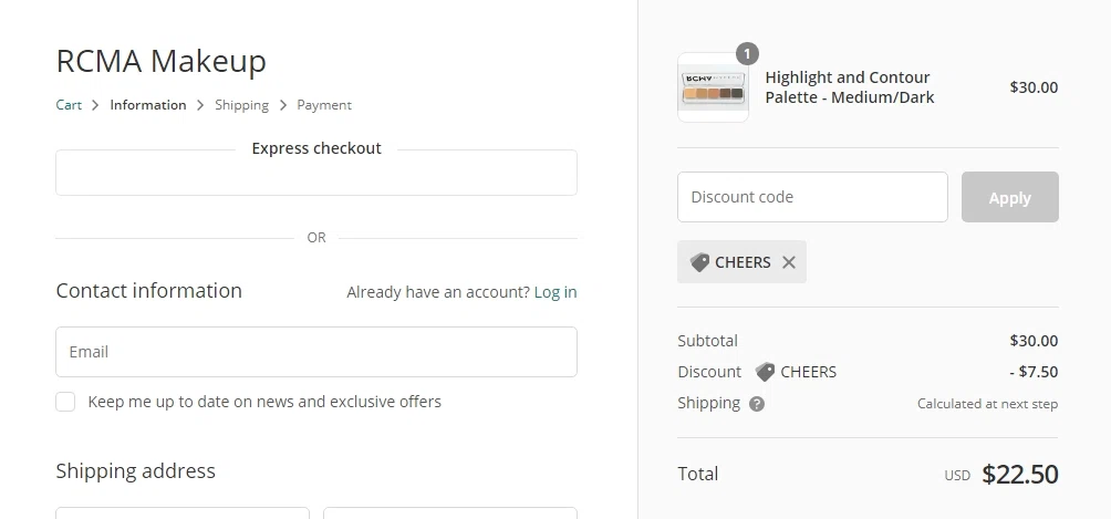 how to use RCMA Makeup coupons