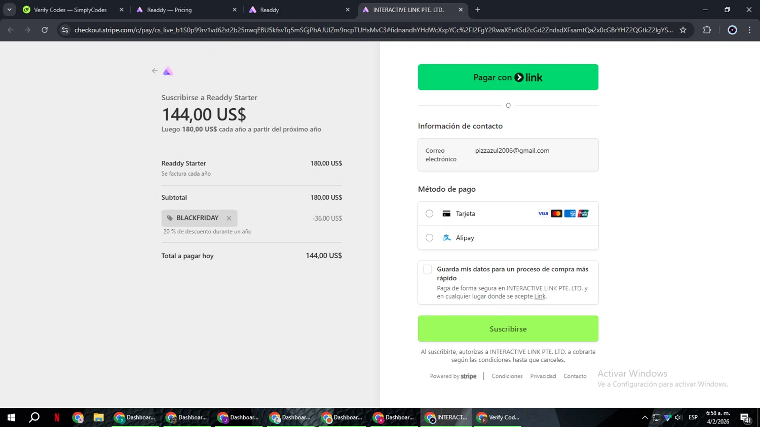 Readdy checkout page showing Readdy promo code box | Screenshot taken by SimplyCodes community member on Feb 4, 2026
