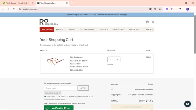 Readers.com checkout page showing Readers.com coupon code box | Screenshot taken by SimplyCodes community member on Sep 2, 2025
