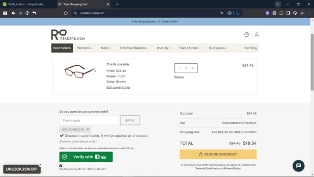 Readers.com checkout page showing Readers.com coupon code box | Screenshot taken by SimplyCodes community member on Sep 6, 2025