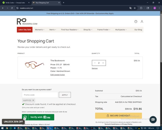 Readers.com checkout page showing Readers.com coupon code box | Screenshot taken by SimplyCodes community member on Sep 2, 2025