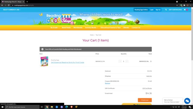 Reading Eggs checkout page showing Reading Eggs coupon code box | Screenshot taken by SimplyCodes community member on Sep 13, 2021
