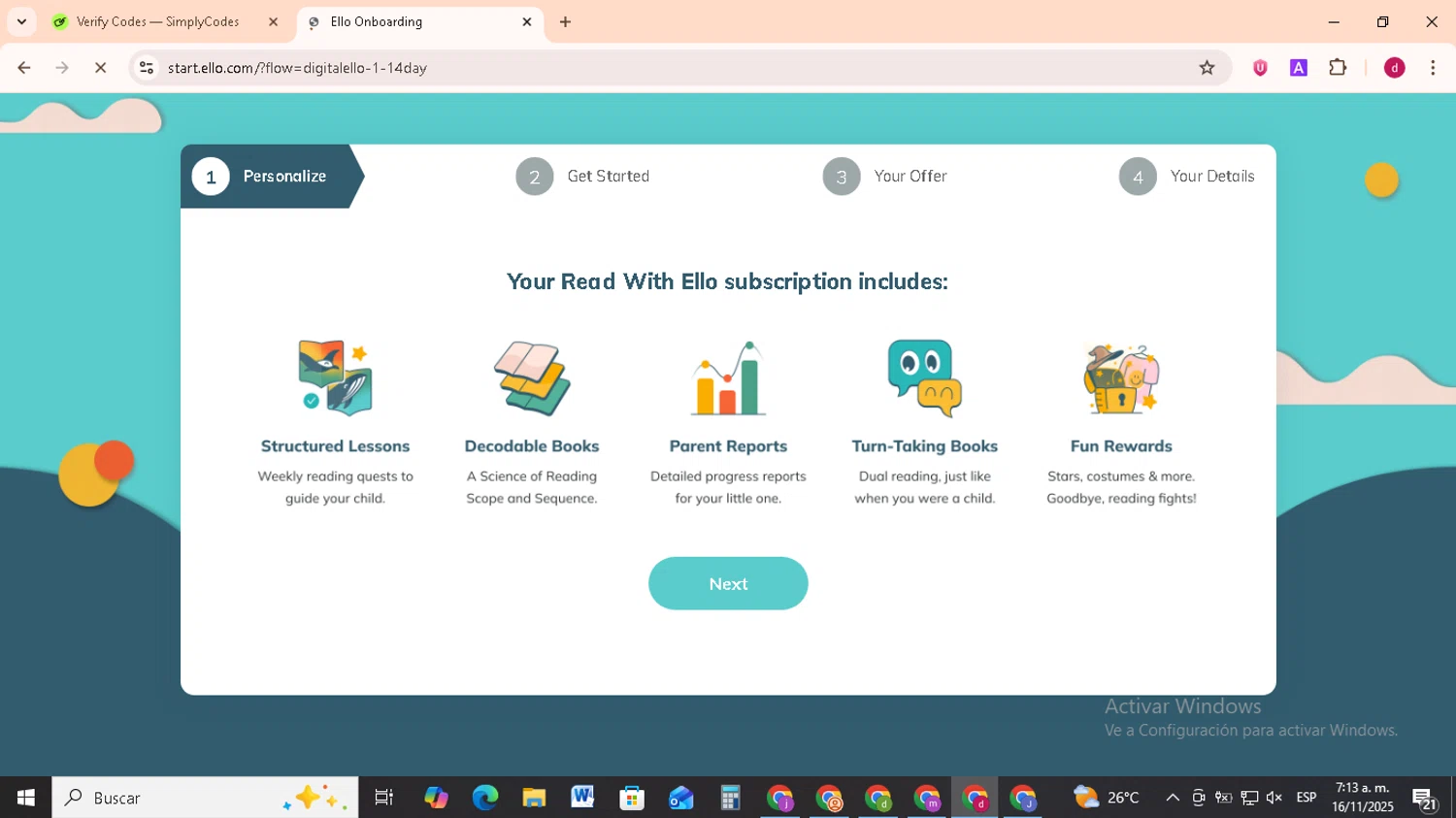 Read With Ello promo code screenshot showing code meleah24 applied at Read With Ello checkout page. Uploaded by SimplyCodes community member FrugalMonarch7277 on Nov 16, 2025