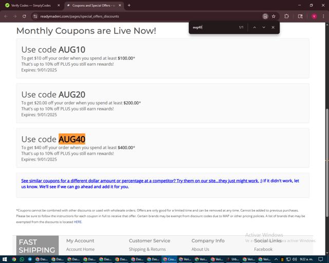 Ready Made RC checkout page showing Ready Made RC promo code box | Screenshot taken by SimplyCodes community member on Aug 30, 2025