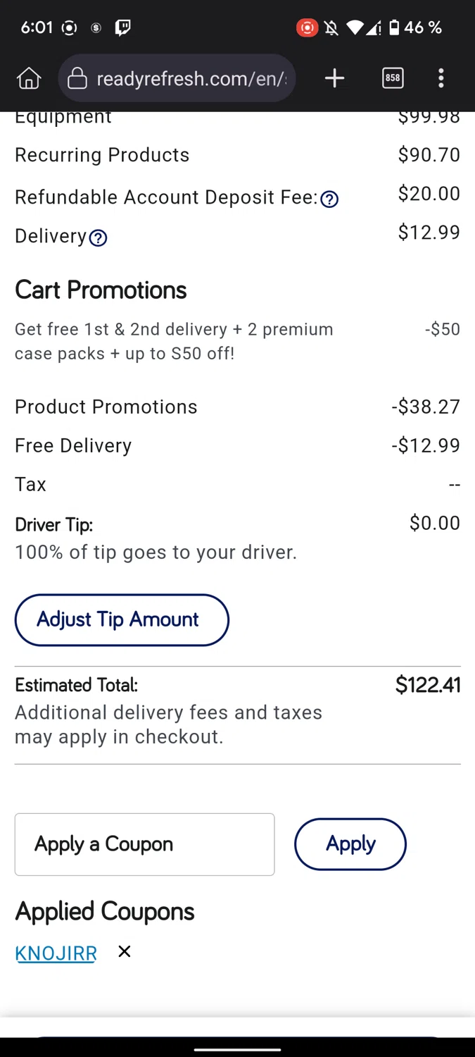 where to use ReadyRefresh promo code box