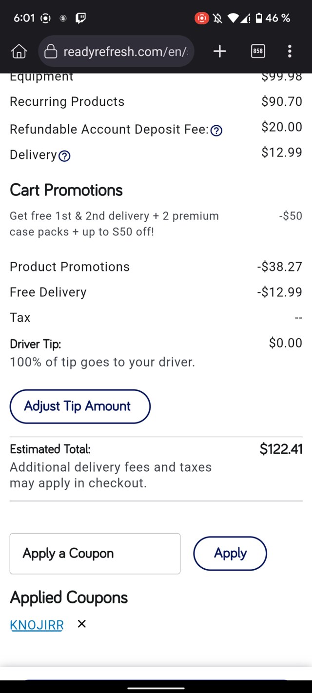 ReadyRefresh checkout page showing ReadyRefresh promo code box | Screenshot taken by SimplyCodes community member on Jun 26, 2024