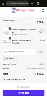 HONEY15 coupon verification screenshot