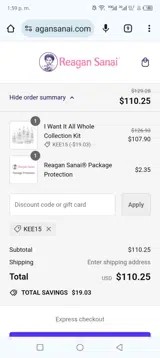 Kee15 coupon verification screenshot
