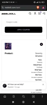 RealDoll coupon verification screenshot
