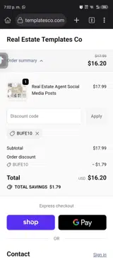 BUFE10 coupon verification screenshot