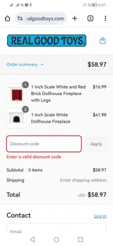 VACATION25 coupon verification screenshot