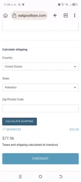 spooky25 coupon verification screenshot