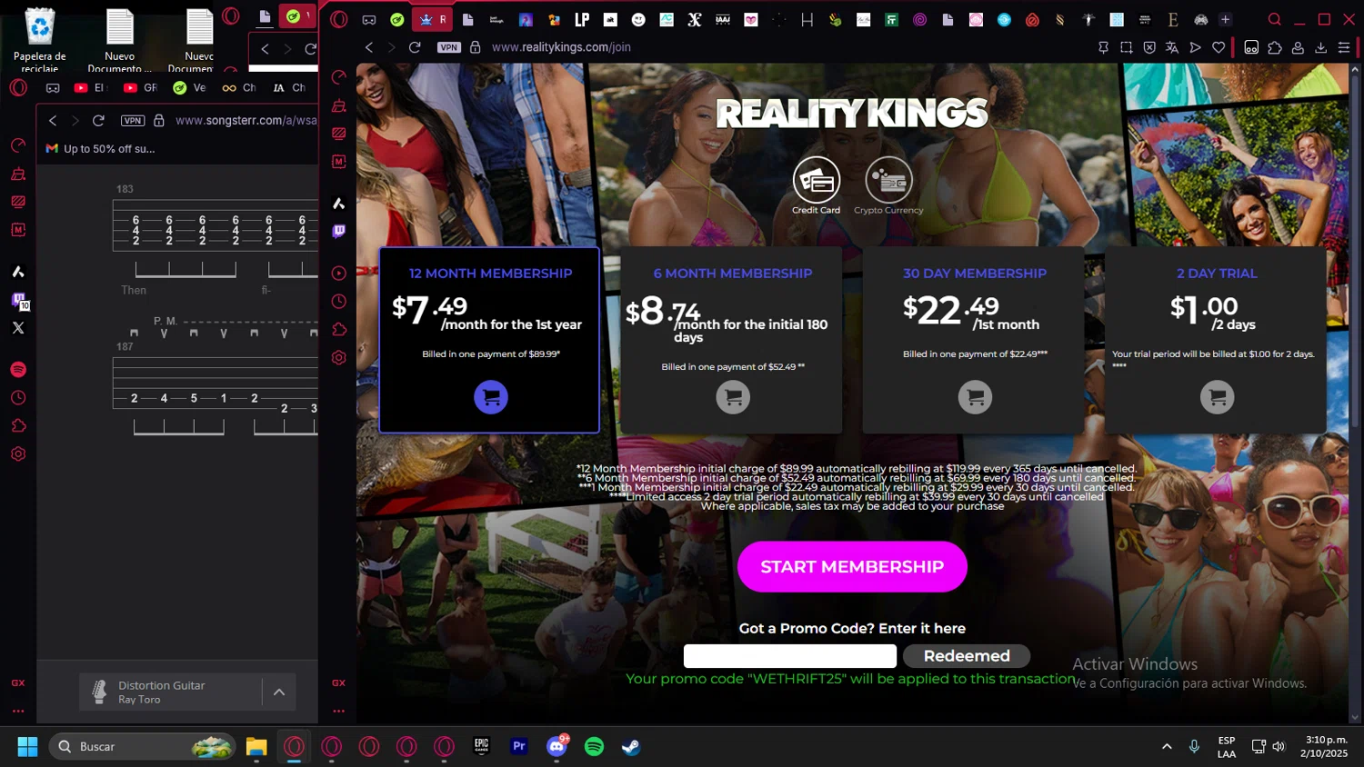 Reality Kings promo code screenshot showing code WETHRIFT25 applied at Reality Kings checkout page. Uploaded by SimplyCodes community member Billyyou on Oct 2, 2025