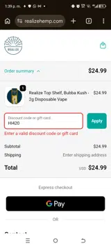 HI420 coupon verification screenshot