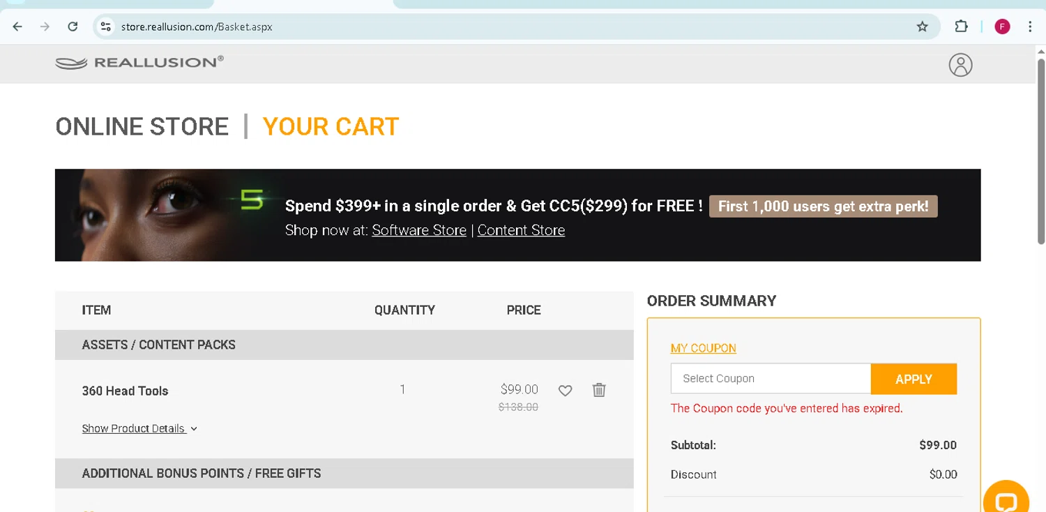 Reallusion promo code screenshot showing code CCTRIAL242 applied at Reallusion checkout page. Uploaded by SimplyCodes community member TokenMonarch796 on Apr 22, 2025