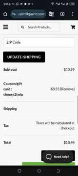 Choose2help coupon verification screenshot