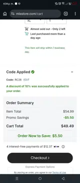 RC26 coupon verification screenshot